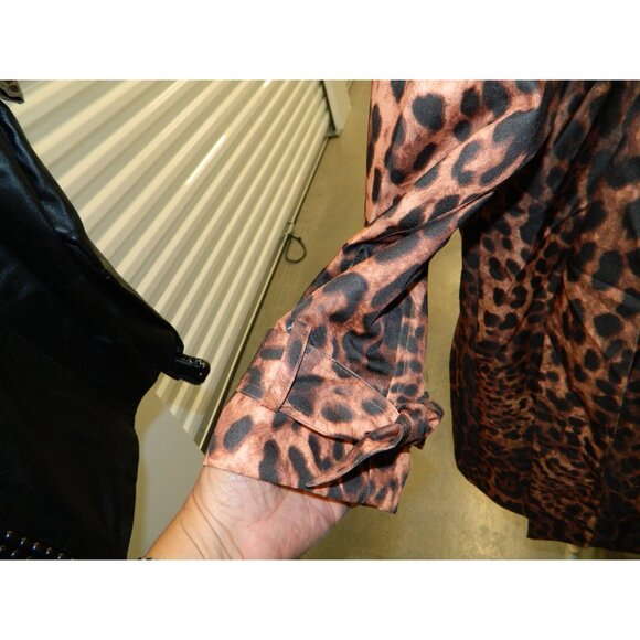 Pamela McCoy Mist Leopard Print Womens Robe Jacket With Tie Waist Size Large - Picture 14 of 16